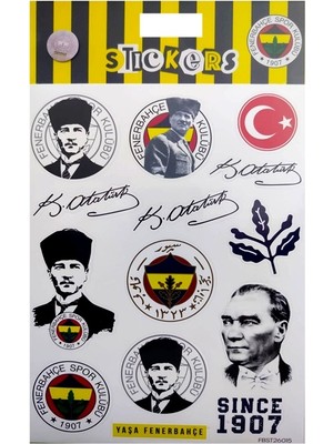 Piolent Fenerbahçe Atatürk Sticker Sheet Karışık Orijinal Lisanslı