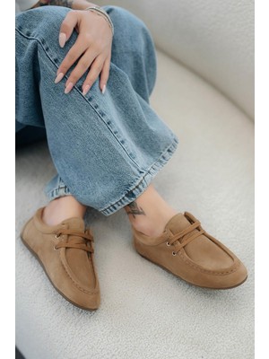 Westland Suzzy Kadın Hakiki Süet Deri Loafer Ayakkabı Camel