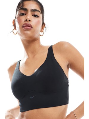 Nike Dri-Fit Alate Medium Support Long Design Long Pad Convertible Training Womens Bra Pedli Kadın Spor Bra Siyah