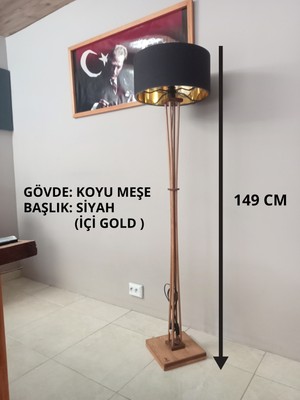 Balsa Dekor Lambader Ahşap Aydınlatma Siyah Gold