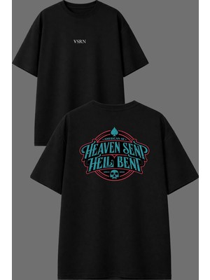Vsrn Rockçı Tasarım Ön Arka Baskılı Siyah Oversize T Shirt