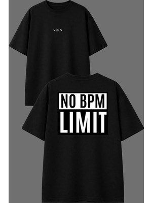 Vsrn No Bpm No Lımıt Tasarım Ön Arka Baskılı Siyah Oversize T Shirt