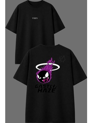 Vsrn Basket Topu Tasarım Ön Arka Baskılı Siyah Oversize T Shirt