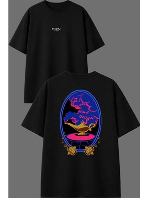 Vsrn Lets Make Tasarım Ön Arka Baskılı Siyah Oversize T Shirt
