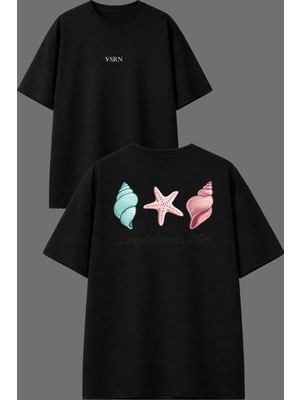 Vsrn I Need Vit Tasarım Ön Arka Baskılı Siyah Oversize T Shirt