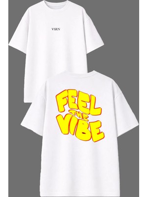 Vsrn Feel The Boy Tasarım Ön Arka Baskılı Beyaz Oversize T Shirt