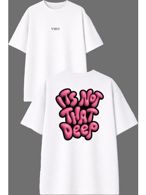 Vsrn Its Not Tasarım Ön Arka Baskılı Beyaz Oversize T Shirt