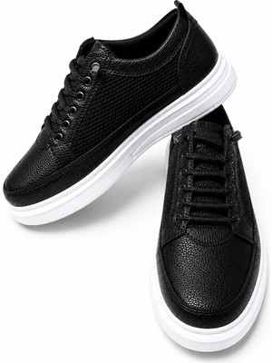 Yalçın Siyah Fileli Sneaker Lastikli Günlük Spor Ayakkabı