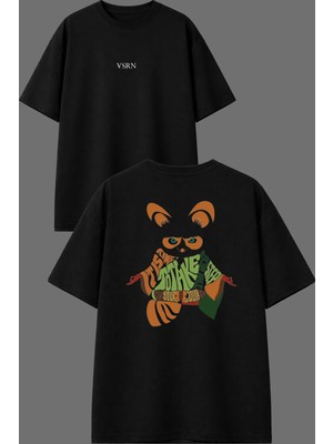 Vsrn Usta Karete Tasarım Ön Arka Baskılı Siyah Oversize T Shirt