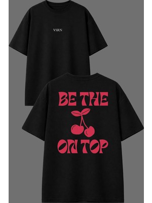 Vsrn Be The Tasarım Ön Arka Baskılı Siyah Oversize T Shirt