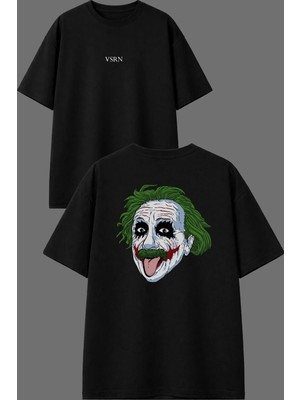 Vsrn Jokeıns Tasarım Ön Arka Baskılı Siyah Oversize T Shirt