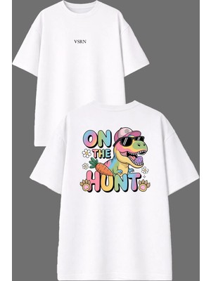 Vsrn One The Tasarım Ön Arka Baskılı Beyaz Oversize T Shirt