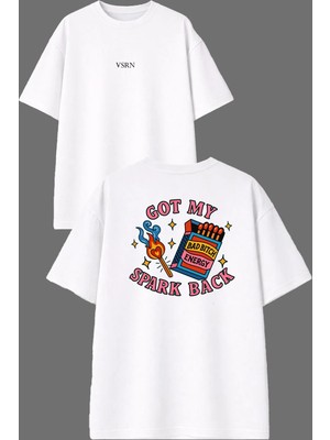 Vsrn Got My Tasarım Ön Arka Baskılı Beyaz Oversize T Shirt