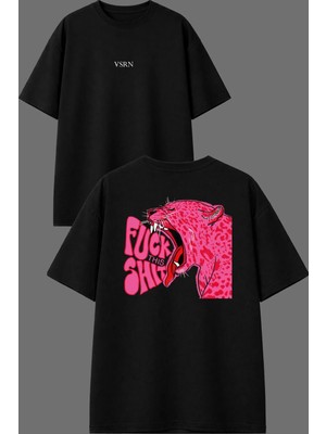 Vsrn Fck Shıt Tasarım Ön Arka Baskılı Siyah Oversize T Shirt