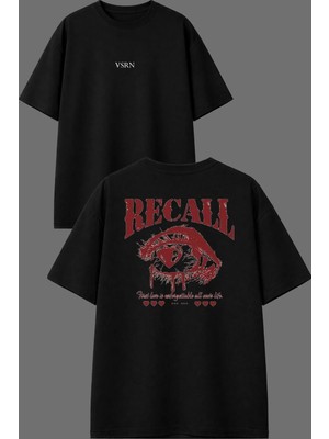 Vsrn First Love Tasarım Ön Arka Baskılı Siyah Oversize T Shirt
