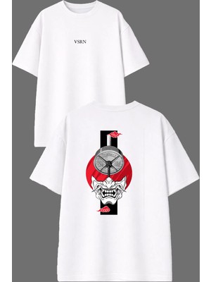 Vsrn Bench Tasarım Ön Arka Baskılı Beyaz Oversize T Shirt