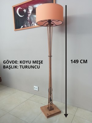 Balsa Dekor Ahşap Lambader Aydınlatma Turuncu Meşe