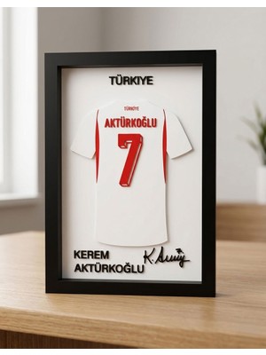 Riva Self Kerem Aktürkoğlu 7 Numaralı Özel Tasarım 3D Kabartmalı Dekoratif Futbol Tablosu