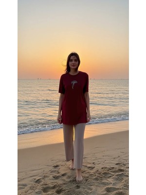 Qmash Kısa Kollu Tişört 4317 Bordo