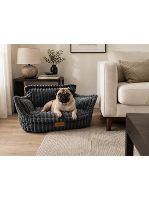 Exclusive Kedi ve Köpek Koltuğu Tamamen Fermuarlı Çıkarılabilir Iç Minder Yatak %100 Boncuk Elyaf Fitilli Doku Kaydırmaz Taban Kedi ve Köpek Yatağı