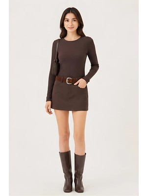 Lili Woman Kadın Kemerli Mini Etek DE251114