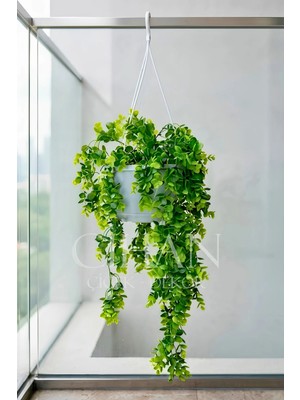 Cihan Çiçekçilik Askılı Saksıda Yapay Sarkan Okaliptus - 90 cm Balkon ve Teras Çiçeği