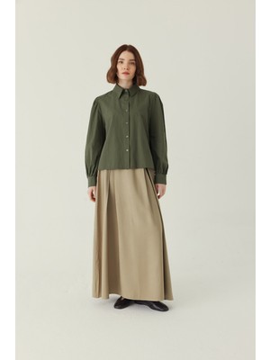 Zülays Basic Poplin Gömlek Haki