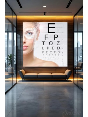 Şehzat Kare Kanvas Duvar Tablosu Tekli Göz Doktoru Görme Testi Optometri Göz Sağlığı Göz Tarama Iş