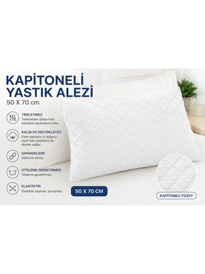 Zeyno Home Tekstil Kapitoneli 2'li Yastık Alezi 50X70 cm – Terletmez, Yumuşak Dokulu, Dayanıklı Yastık Koruyucu
