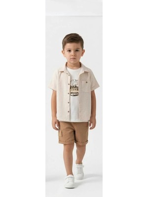 Queen Kids Erkek Çocuk Keten 3'lü Takım Kahverengi