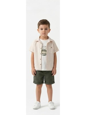Queen Kids Erkek Çocuk Keten 3'lü Takım Haki