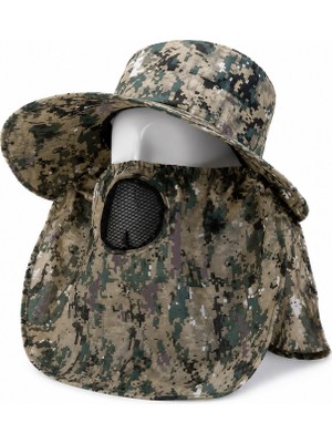 Ense Korumalı Outdoor Şapka - Maskeli - Dijital Kamuflaj (M-1)- Savex