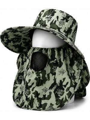 Ense Korumalı Outdoor Şapka - Maskeli - Kamuflaj (M-6)- Savex
