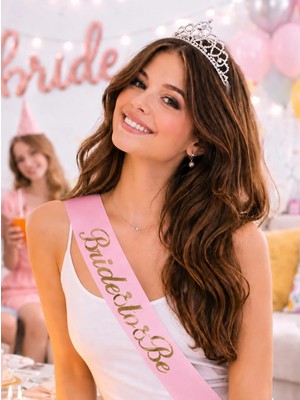 Parti Adresi Bride To Be Gümüş Yazılı Pembe Kuşak Gelin Partisi Kuşağı