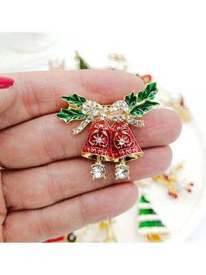 Merve Takı Kristal Taşlı Sallantılı Çan Broş