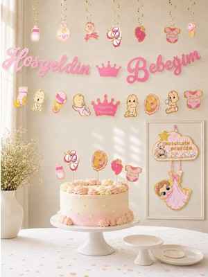 Parti Adresi Hoşgeldin Bebeğim Parti Seti Kız Bebek Baby Shower Parti Süsleri