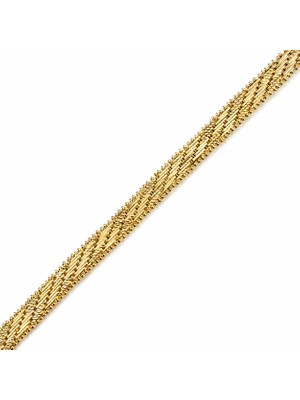 Zeino Italyan Dokuma Hasır Bileklik - 14K Altın Kaplama - 19 cm