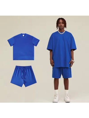 Nigrum Pardus Nıgrum Pardus Yeni Sezon Düz Renk %100 Pamuk Oversize Büyük Beden Erkek T-Shirt Şort Takım