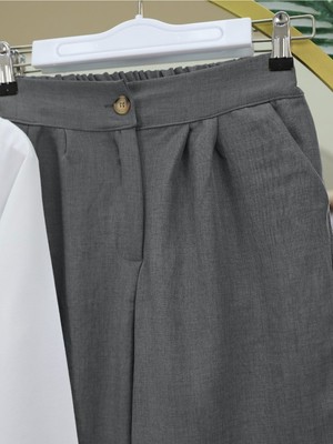 Moda Morfo Önü Bağlamalı Yelek Pantolon İkili Takım -Antrasit