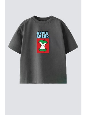 Monila Erkek Çocuk Pamuklu Bisiklet Yaka Elma Baskılı T-Shirt