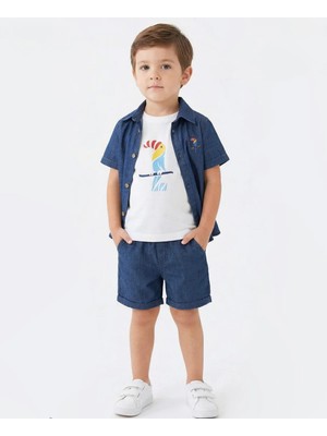 Queen Kids  Erkek Çocuk 3'lü Kot Takım Mavi