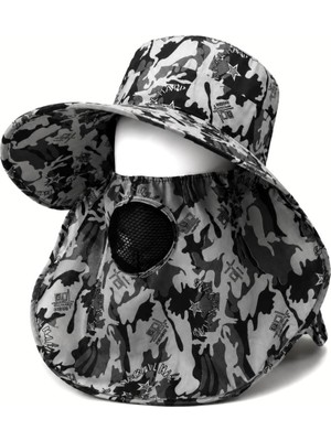 AlanSansli Ense Korumalı Outdoor Şapka - Maskeli - Kamuflaj (M-5)- Savex