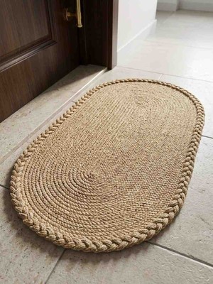 Doğal Jüt Oval Kapı Önü Paspası (40X70 Cm)