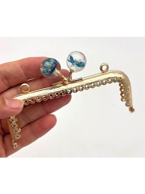 Angel Çanta Aksesuar 10.5 cm Cüzdan Klipsi Turkuaz Çiçekli