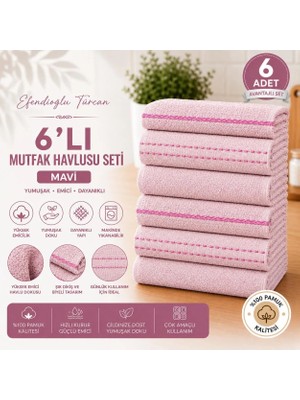 Efendioğlu Türcan PURECOTTON PUDRA 30*50 CM  6 LI ULTRA EMİCİ YUMUŞAK DOKULU MUTFAK EL HAVLUSU