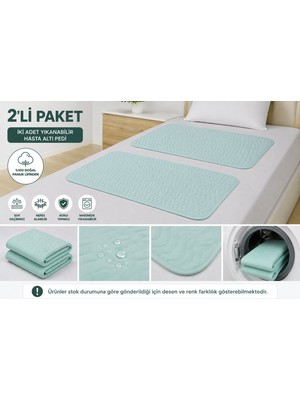 Ata Exclusive Fabrics Abso Ikili (2 Adet) 5 Katlı Hasta Altı Yıkanabilir, Emici ve Koruyucu Ped (75X90 Cm)