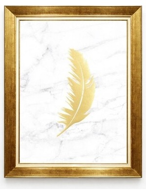 Tablore Gold Altın Tüy Mermer Desenli Çerçeveli Tablo Lüks Modern Salon Ofis Duvar Dekorasyonu