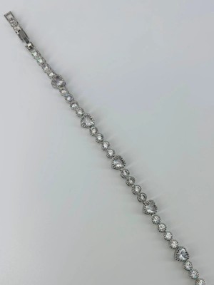 Twin Store Rodyum Zirkon Taşlı Pirinç Bileklikler 17+2 cm - KBL0367