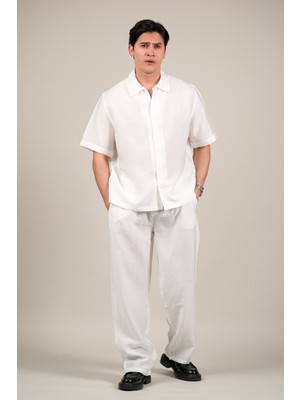 Akçaylar Oversize Lyocell Kumaş Yazlık Tiril Tiril Baggy Pantolonlu Gömlekli Takım