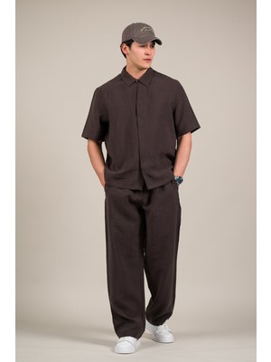 Akçaylar Oversize Lyocell Kumaş Yazlık Tiril Tiril Baggy Pantolonlu Gömlekli Takım